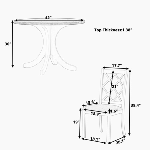 Red Barrel Studio® MidCentury Solid Wood 5Piece Round Dining Table